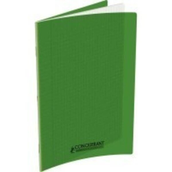 Cahier A4 140P 90G grands carreaux PP vert CONQUÉRANT