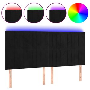 vidaXL Tête de lit à LED Noir 180x5x118/128 cm Velours