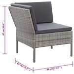 vidaXL Salon de jardin 6 Pièces avec coussins résine tressée gris