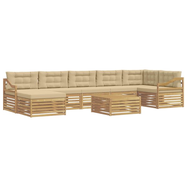 vidaXL Ensemble de canapés d'extérieur 8 Pièces Blanc et Beige