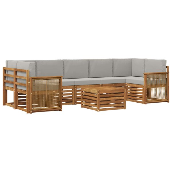 vidaXL Ensemble de canapés d'extérieur 8 Pièces Naturel et gris clair
