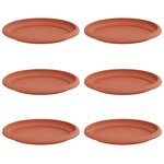 vidaXL Plateau à fleurs rond 6 pc Rouge brique Ø 19 x 2 cm Plastique