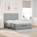 VidaXL Cadre de lit ottoman et matelas gris clair 140x190 cm tissu