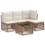 vidaXL Ensemble de canapé de jardin 5 Pièces Beige polyrotin