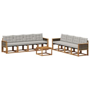 vidaXL Ensemble de canapés d'extérieur 9 Pièces Naturel et gris clair