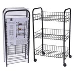 Excellent houseware chariot de cuisine avec 3 paniers noir