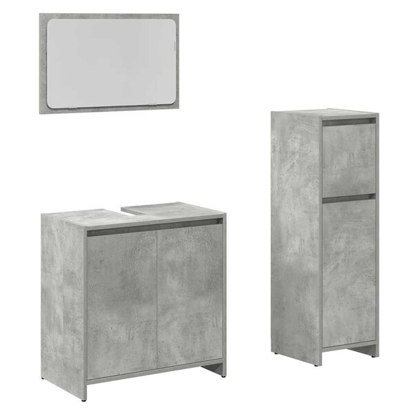 vidaXL Ensemble de meubles de salle de bain 3 Pièces gris béton
