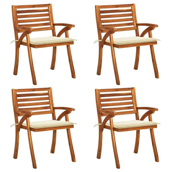 vidaXL Chaises de jardin avec coussins lot de 4 Bois de teck solide