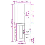 vidaXL Buffet haut Blanc 69 5x34x180 cm Bois d'ingénierie