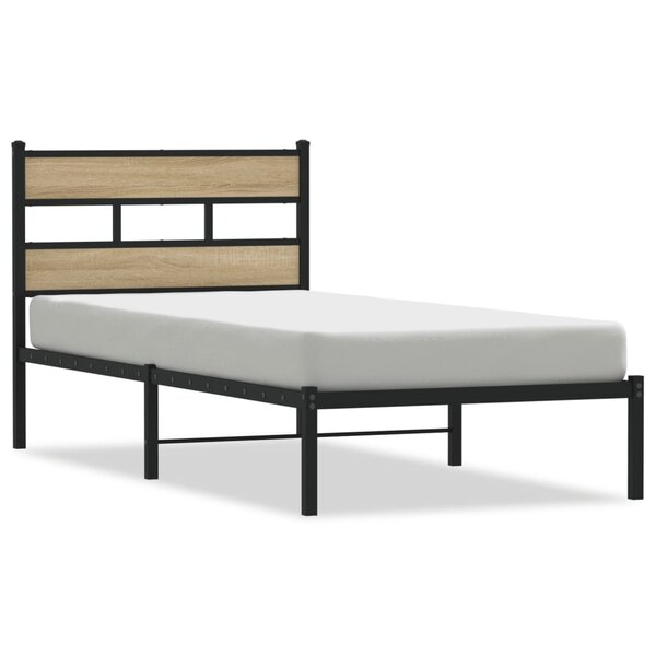 vidaXL Cadre de lit en métal sans matelas chêne sonoma 75x190 cm