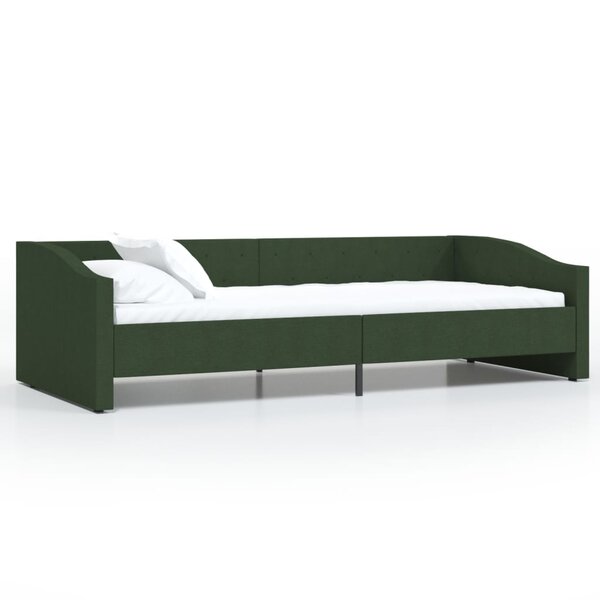 vidaXL Lit avec éclairage USB Vert foncé Tissu 90x200 cm