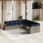 vidaXL Salon de jardin 10 Pièces avec coussins gris résine tressée