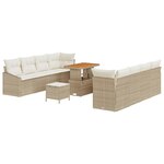 vidaXL Ensemble de canapé de jardin 11 Pièces Beige Poly rotin