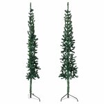 vidaXL Demi sapin de Noël artificiel mince avec support Vert 240 cm