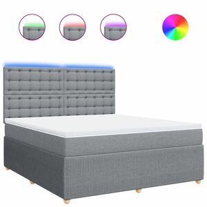 vidaXL Sommier à lattes de lit avec matelas Gris clair 180x200cm Tissu