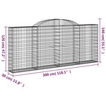 vidaXL Paniers à gabions arqués 10 Pièces 300x30x120/140 cm fer galvanisé