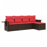 vidaXL Salon de jardin avec coussins 5 Pièces marron résine tressée