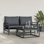 vidaXL Ensemble de canapé de jardin 3 Pièces Anthracite Acier