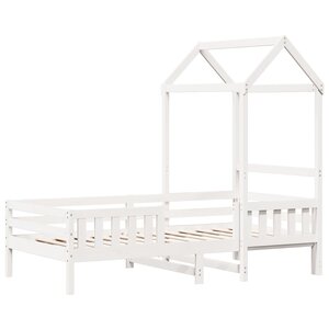 vidaXL Cadre de lit avec toit blanc 90x200 cm bois de pin massif