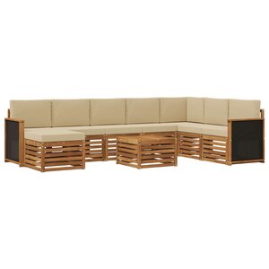 vidaXL Ensemble de canapés d'extérieur avec coussin 7 Pièces Naturel