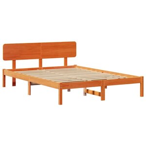vidaXL Lit avec tête de lit marron ciré 150x200 cm en pin massif