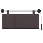 vidaXL Tête de lit suspendue Avec lumière LED Marron foncé Tissu