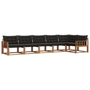 vidaXL Ensemble de canapés d'extérieur 6 pc Naturel et Noir