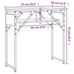 vidaXL Table console avec étagère sonoma gris 75x30x75 cm
