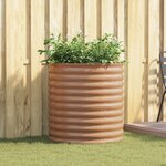 vidaXL Lit de jardin surélevé marron avec aspect bois 80x80x81 cm en acier