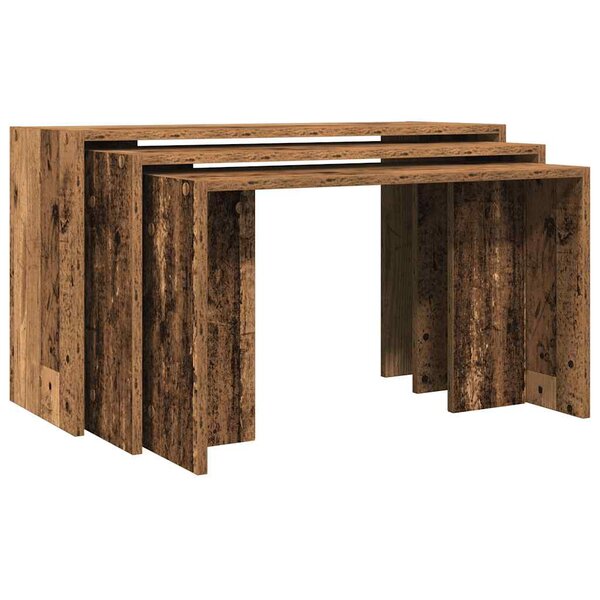 vidaXL Tables gigognes 3 Pièces vieux bois bois d'ingénierie