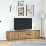 vidaXL Meuble TV avec éclairages LED chêne artisanal 193 5x41x50 cm
