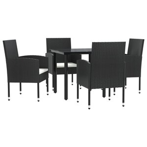 vidaXL Ensemble à manger de jardin 5 Pièces noir résine tressée et acier