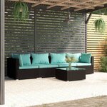 vidaXL Salon de jardin 5 Pièces avec coussins résine tressée noir