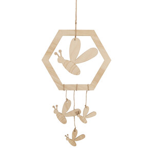 Abeill.bois+nid d'ab. à susp. FSC MixCred  nature  4 5 - 20 cm  6 pces