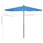 Vidaxl parasol de jardin avec mât 210x140 cm bleu azuré