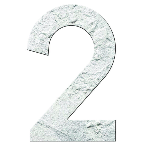 Numéro 2- Numéro adhésif pour boîtes aux lettres- Pierre véritable 50 mm  Albatre