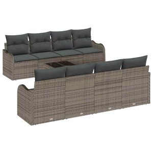 vidaXL Ensemble de canapé de jardin 9 Pièces Gris 55 x 55 x 37 cm