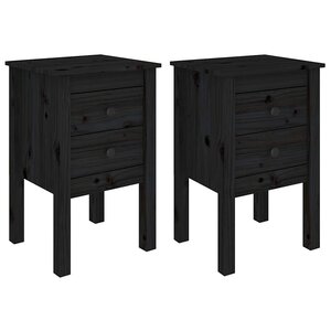 vidaXL Tables de chevet 2 Pièces Noir 40x35x61 5 cm Bois de pin massif