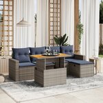 vidaXL Salon de jardin 6 Pièces avec coussins gris résine tressée