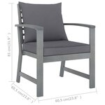 vidaXL Salon de jardin 5 Pièces avec coussin Bois d'acacia solide Gris