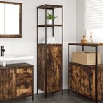 vidaXL Meuble de salle de bain avec étagères chêne fumé 36x35x165 cm