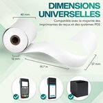 ACROPAQ 50 Rouleaux de Caisse 57x 40x8mm- Thermique 19 7m- Terminaux de paiement- 50 Bobines TPE- Sans BPA- Dimension Universelle