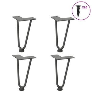 vidaXL Pieds en épingle à cheveux pour table basse 4 pièces Anthracite 20 cm Acier massif