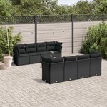 vidaXL Salon de jardin 9 Pièces avec coussins noir résine tressée