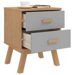 vidaXL Table de chevet OLDEN gris et marron bois de pin solide