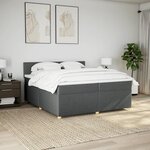 vidaXL Sommier à lattes de lit avec matelas Gris foncé 200x200cm Tissu