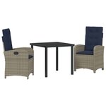 vidaXL Ensemble de salle à manger pour jardin 3 Pièces Gris polyrotin