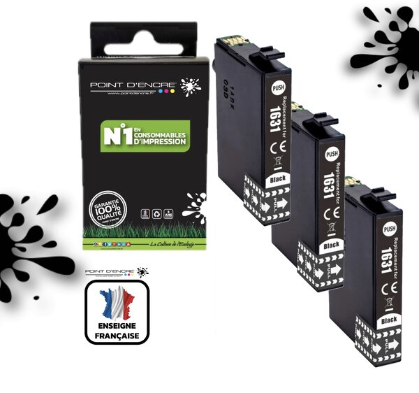 16XL - 3 X NOIR - Stylo Plume  - Grande capacité