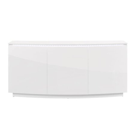 Buffet contemporain 3 portes + LED - Blanc brillant - FLORENCE - L 180 x P 50 x H 81,5 cm