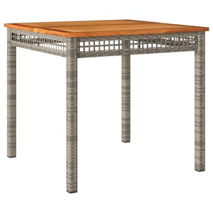 vidaXL Table de jardin gris 80x80x74 cm résine tressée et bois acacia
